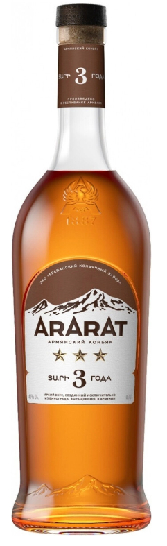 Коньяк "Арарат ***" трехлетний 0,7л 40% 