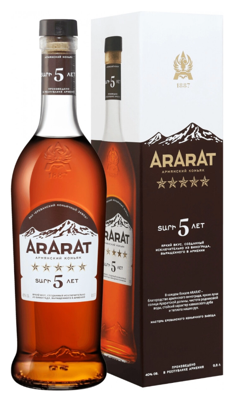 Коньяк "Арарат *****" пятилетний 0,5л п/у 40% 